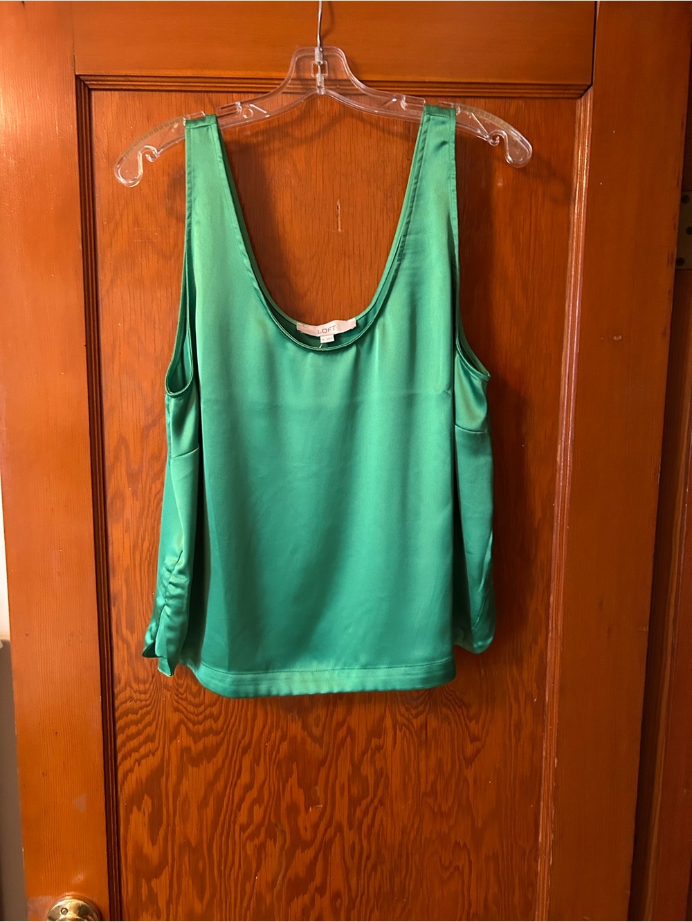 LOFT Emerald Green Satin Scoop-Back Camisole